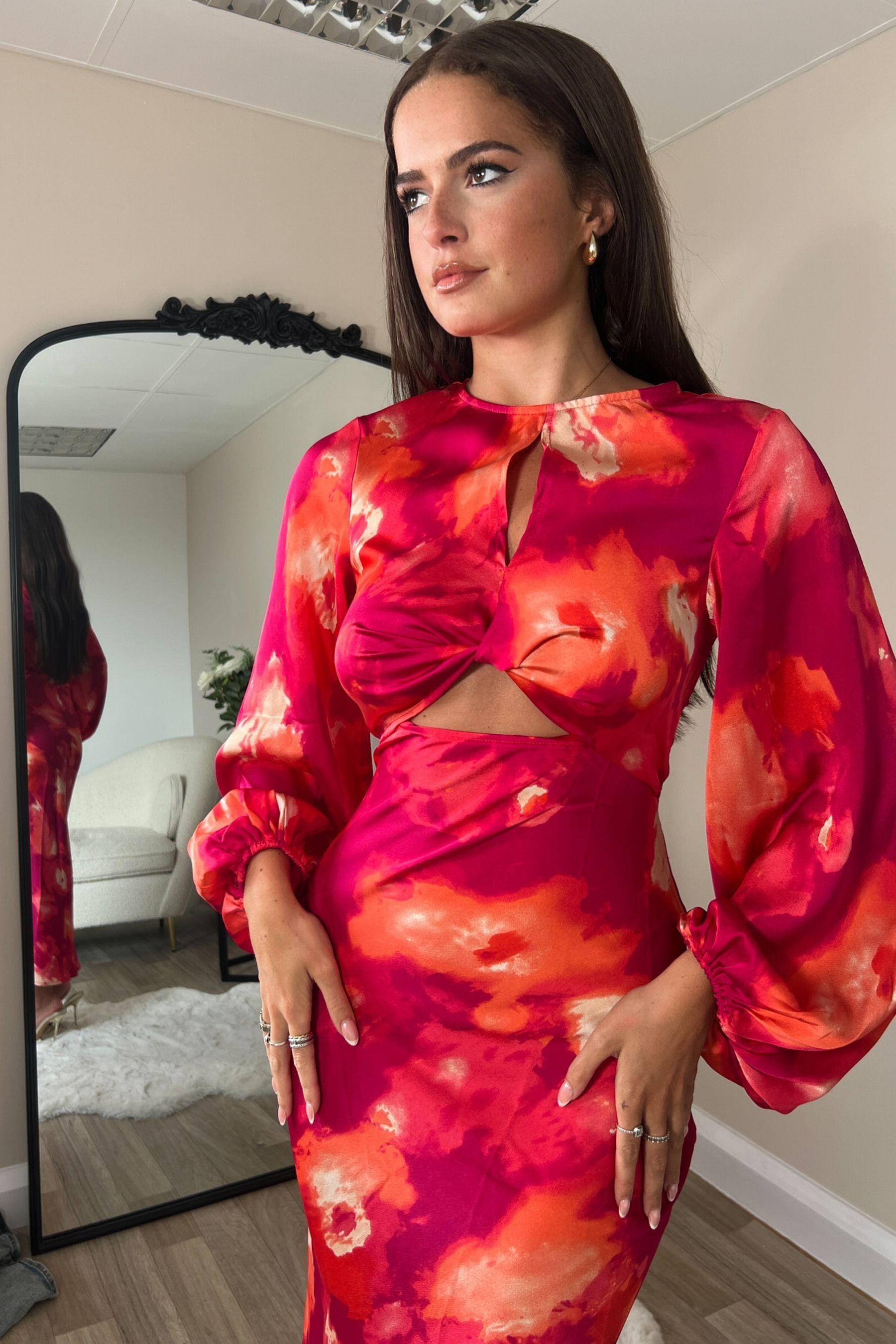 Buy Girl In Mind Pink Clara Cutout Maxi Dress from Next Luxembourg