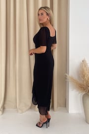 Girl In Mind Black Heidi Ruched Midi Dress - Image 3 of 3