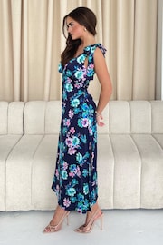 Girl In Mind Navy Floral Beverly  Ditsy Tie Shoulder Midi Dress - Image 2 of 4