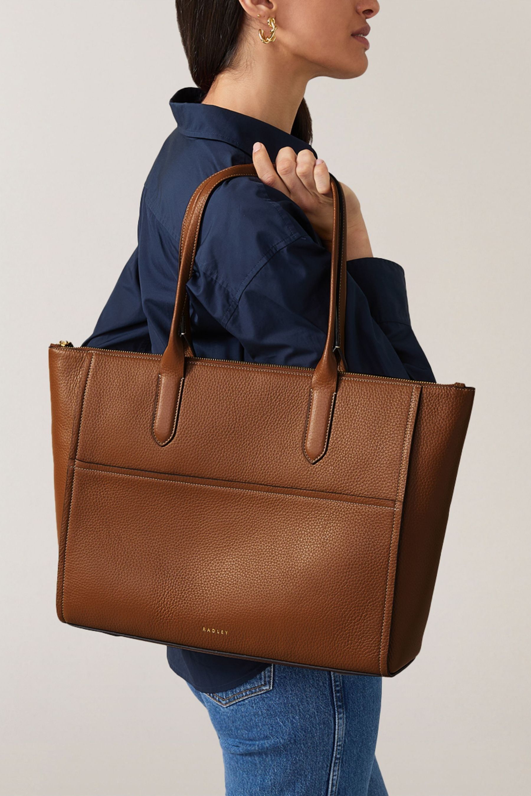 Radley London Medium Oak Street Zip Top Tote Bag ONE BROWN Womens