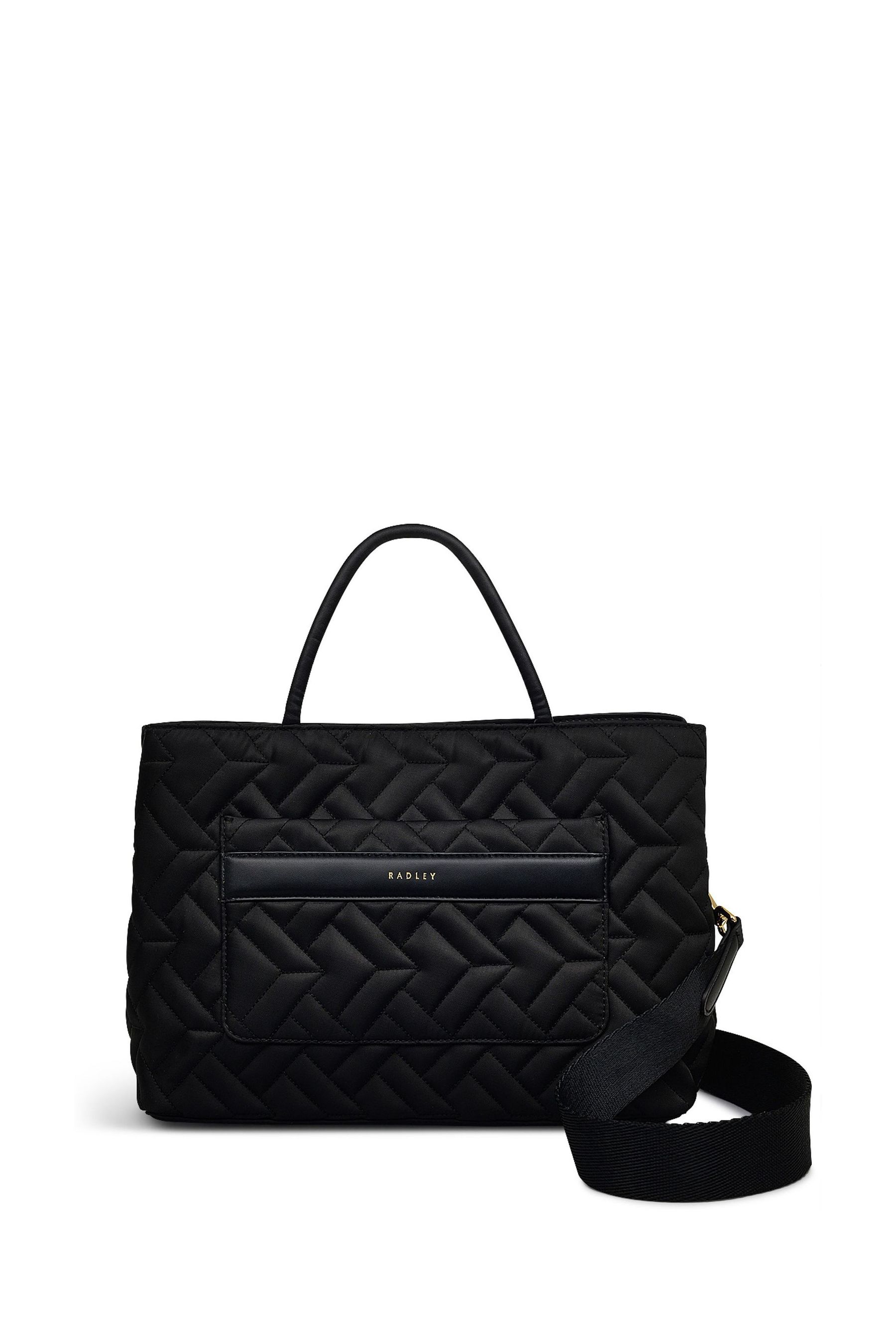 Radley London Medium Holland Park Quilt Zip Top Grab Black Bag
