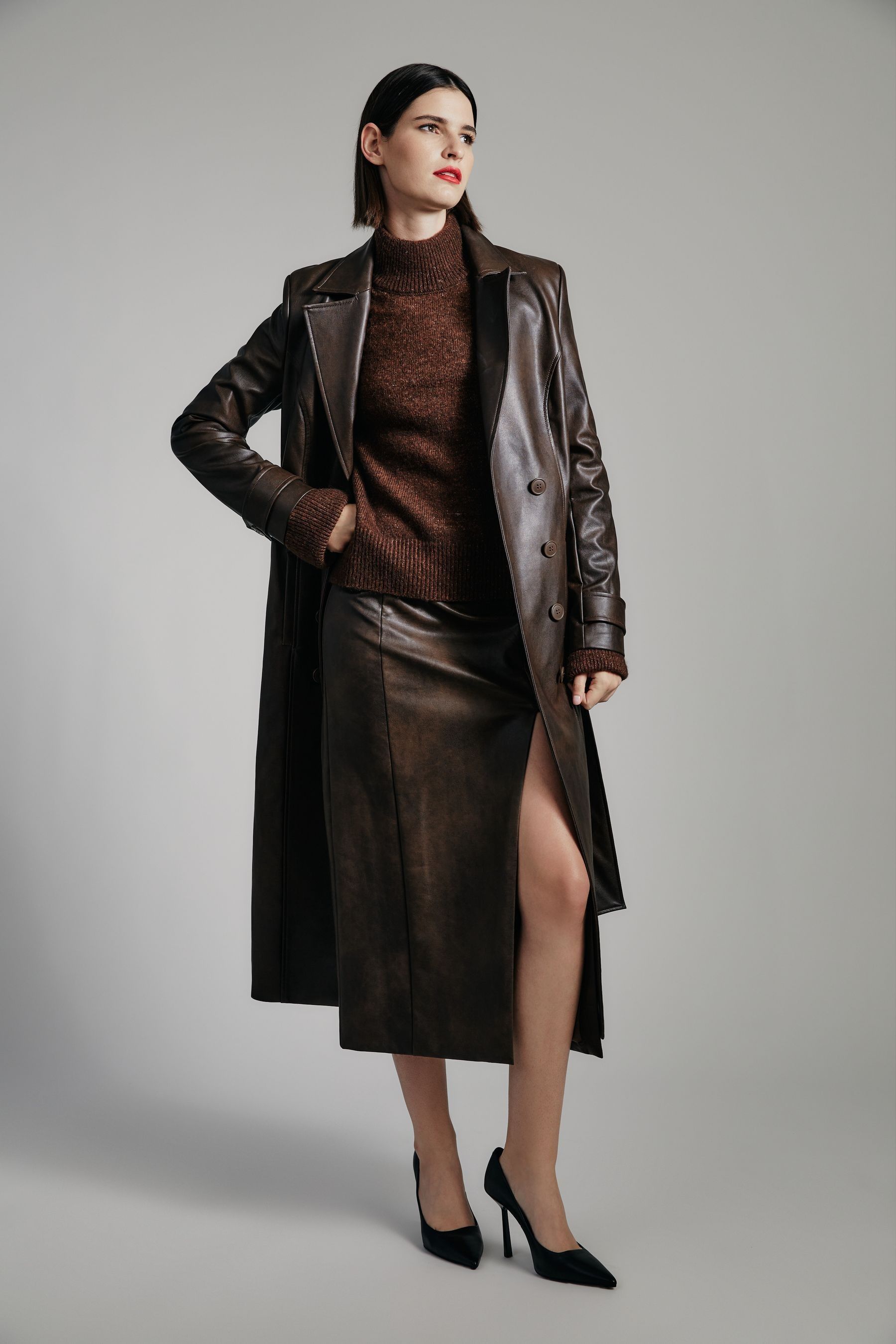 Pink leather skirt bardot hot sale