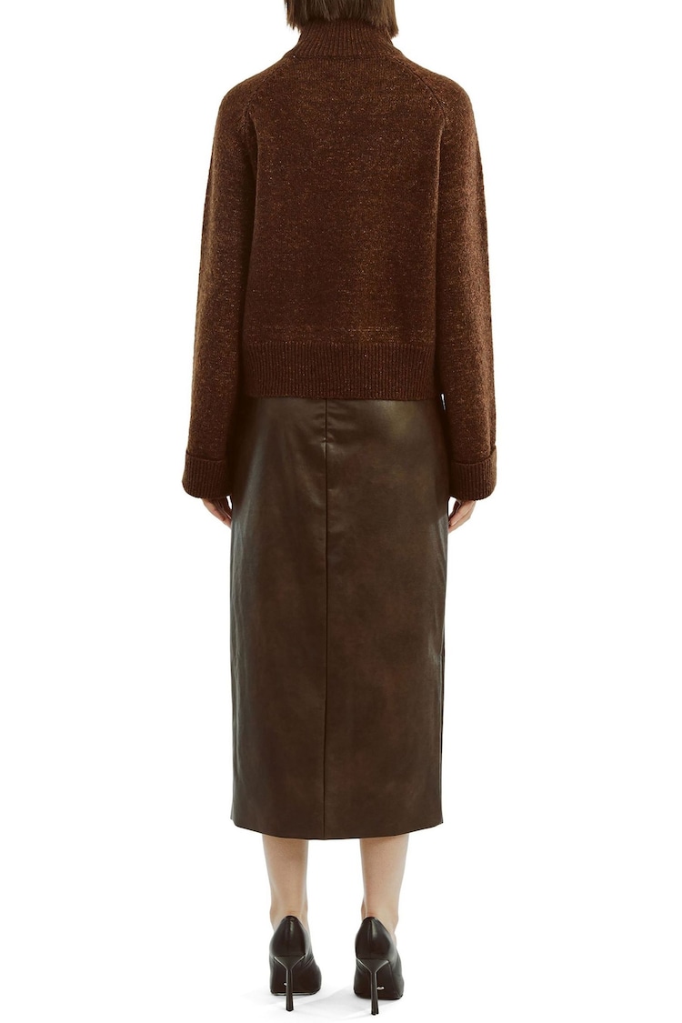 Bardot Brown Dante Vegan Leather Midi Skirt - Image 2 of 4