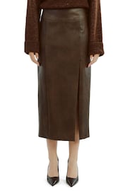 Bardot Brown Dante Vegan Leather Midi Skirt - Image 3 of 4