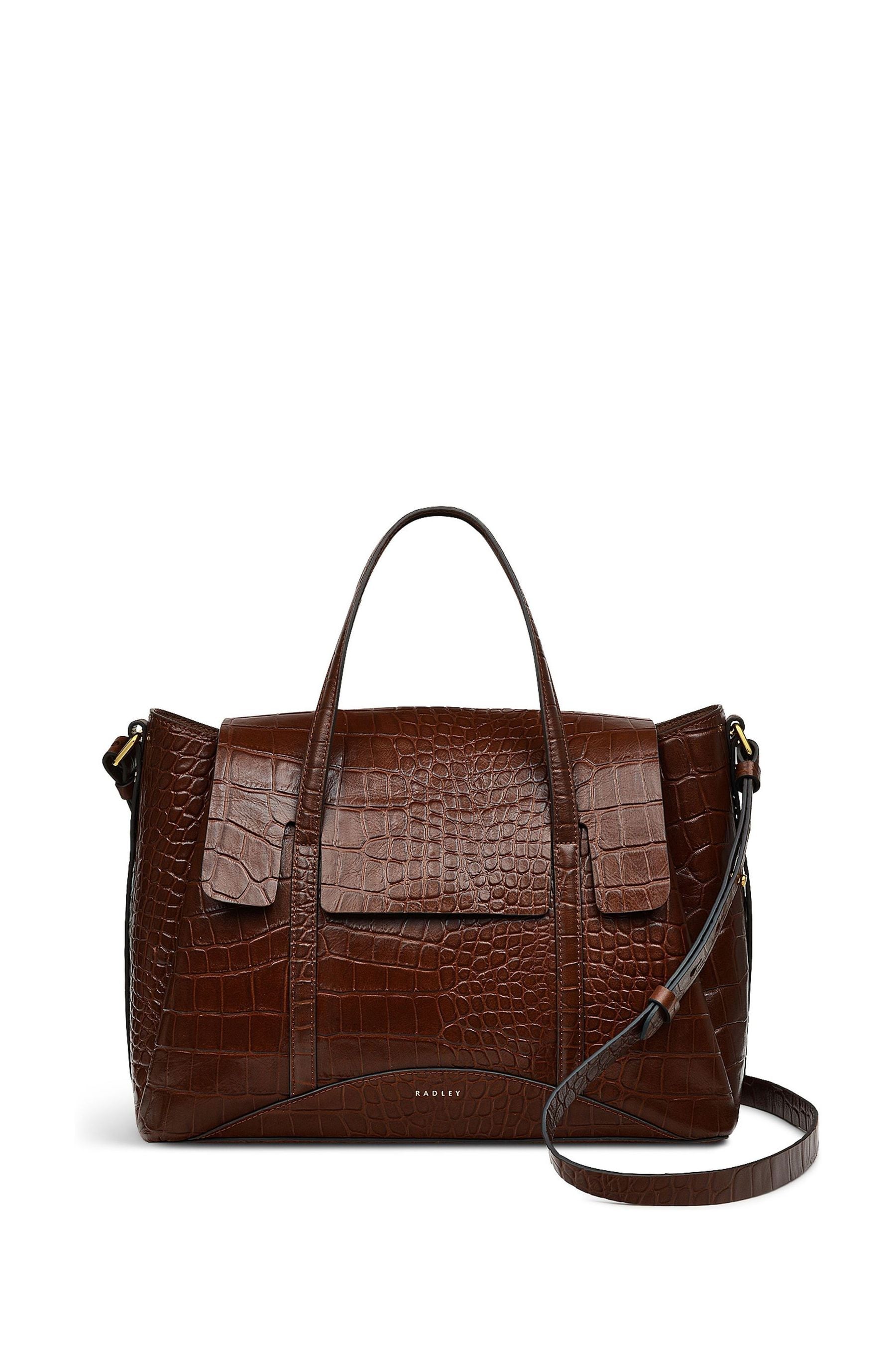 Buy Radley London Medium The Chancery Faux Croc Flapover Grab Brown Bag from Next Luxembourg