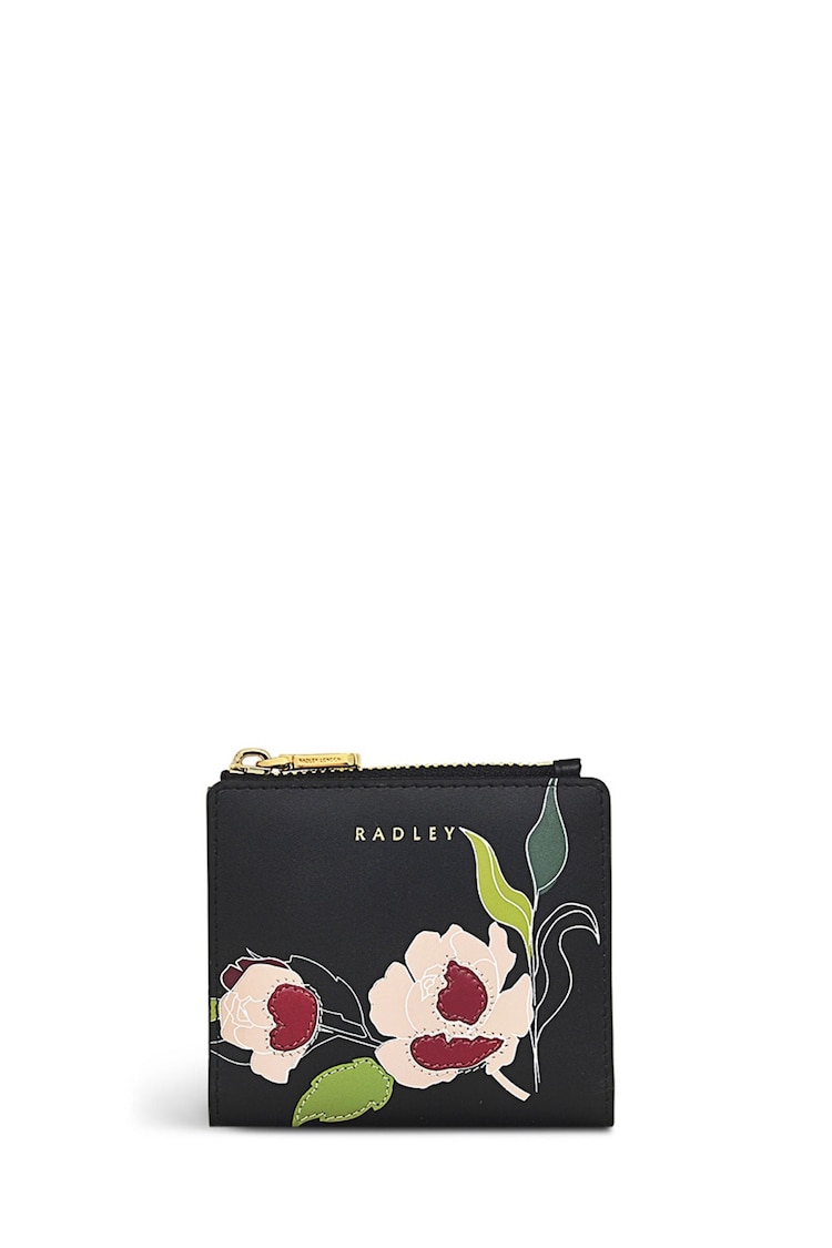 Radley London Small Wild Roses Zip-Top Coin Black Purse - Image 1 of 4