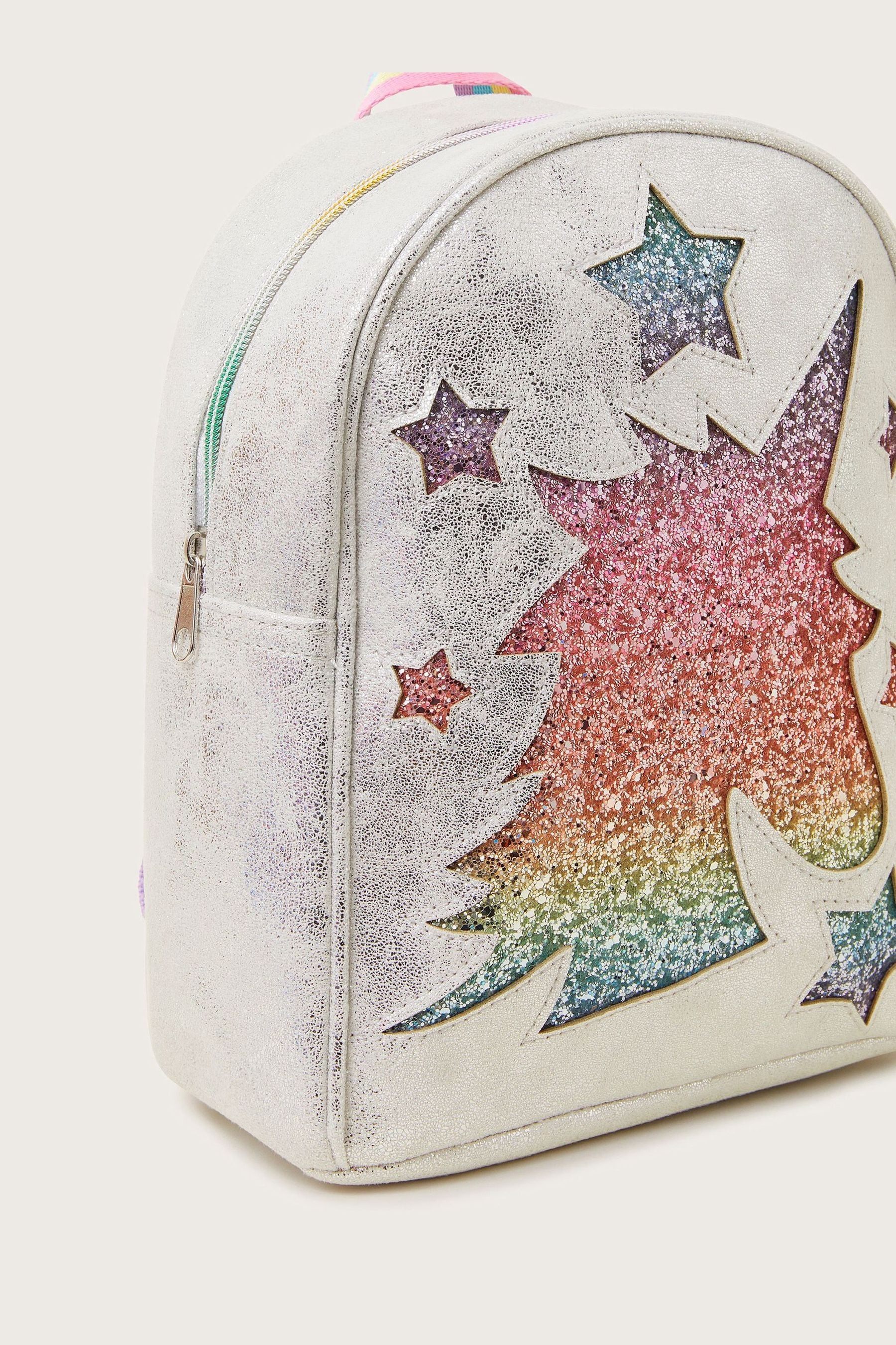 Monsoon Silver Glitter Rainbow Unicorn Backpack