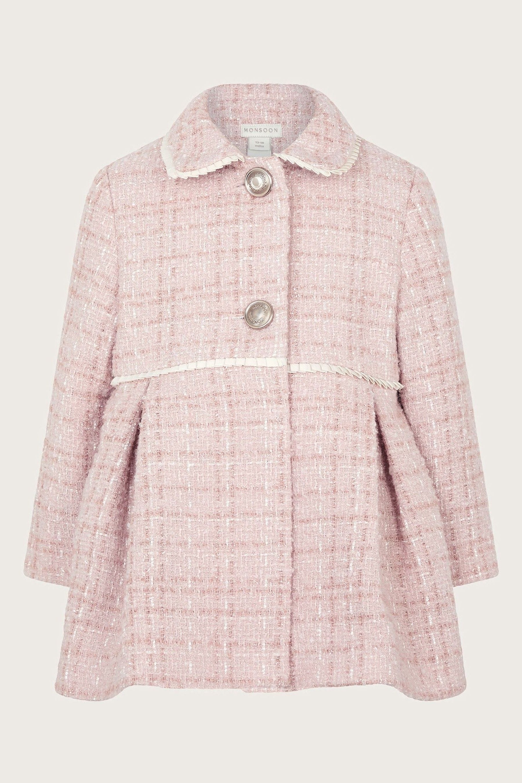 Buy Monsoon Pink Baby Tweed Collared Coat from Next United Arab Emirates