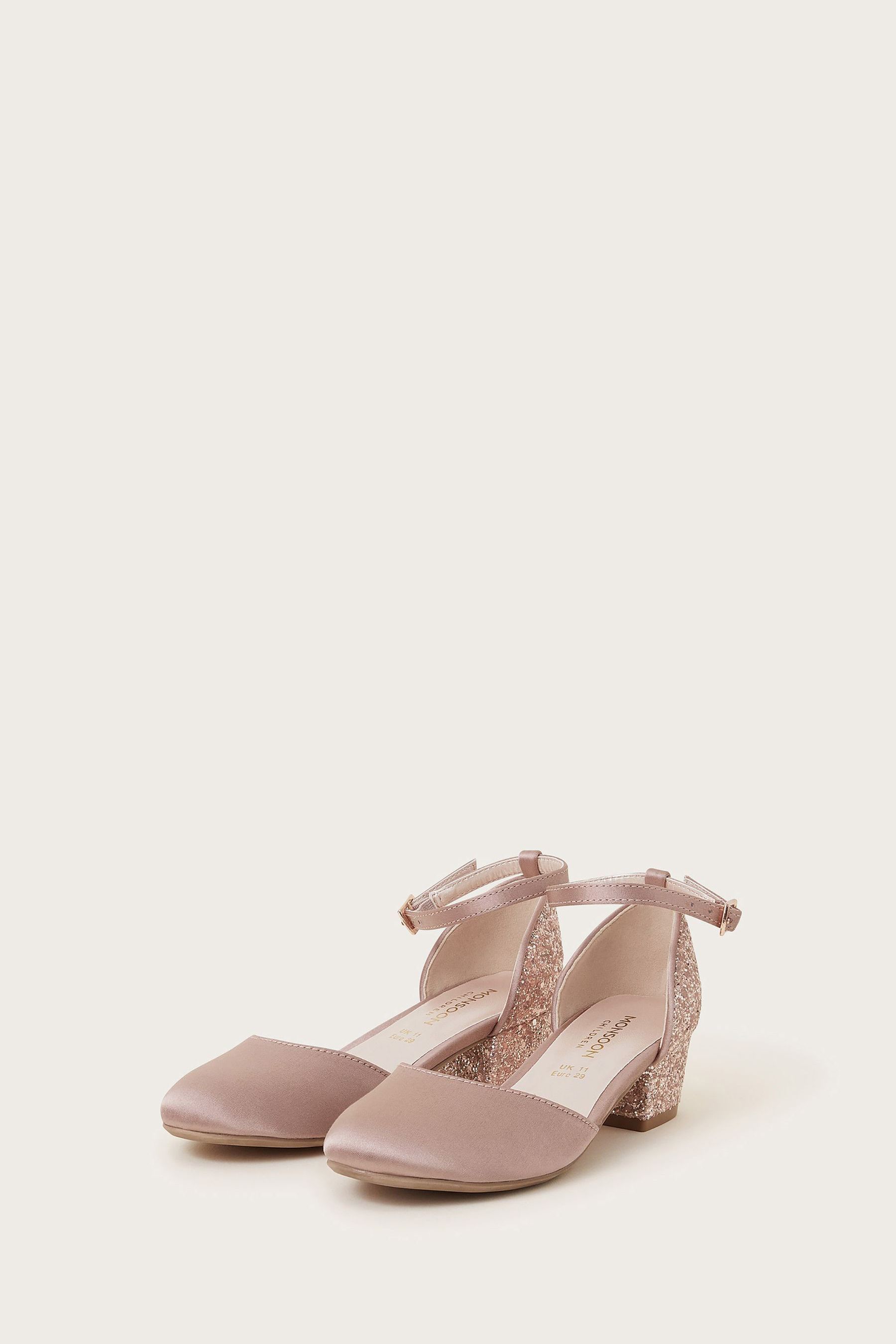 Buy Monsoon Pink Satin Glitter Two Part Heels from the Next UK online shop