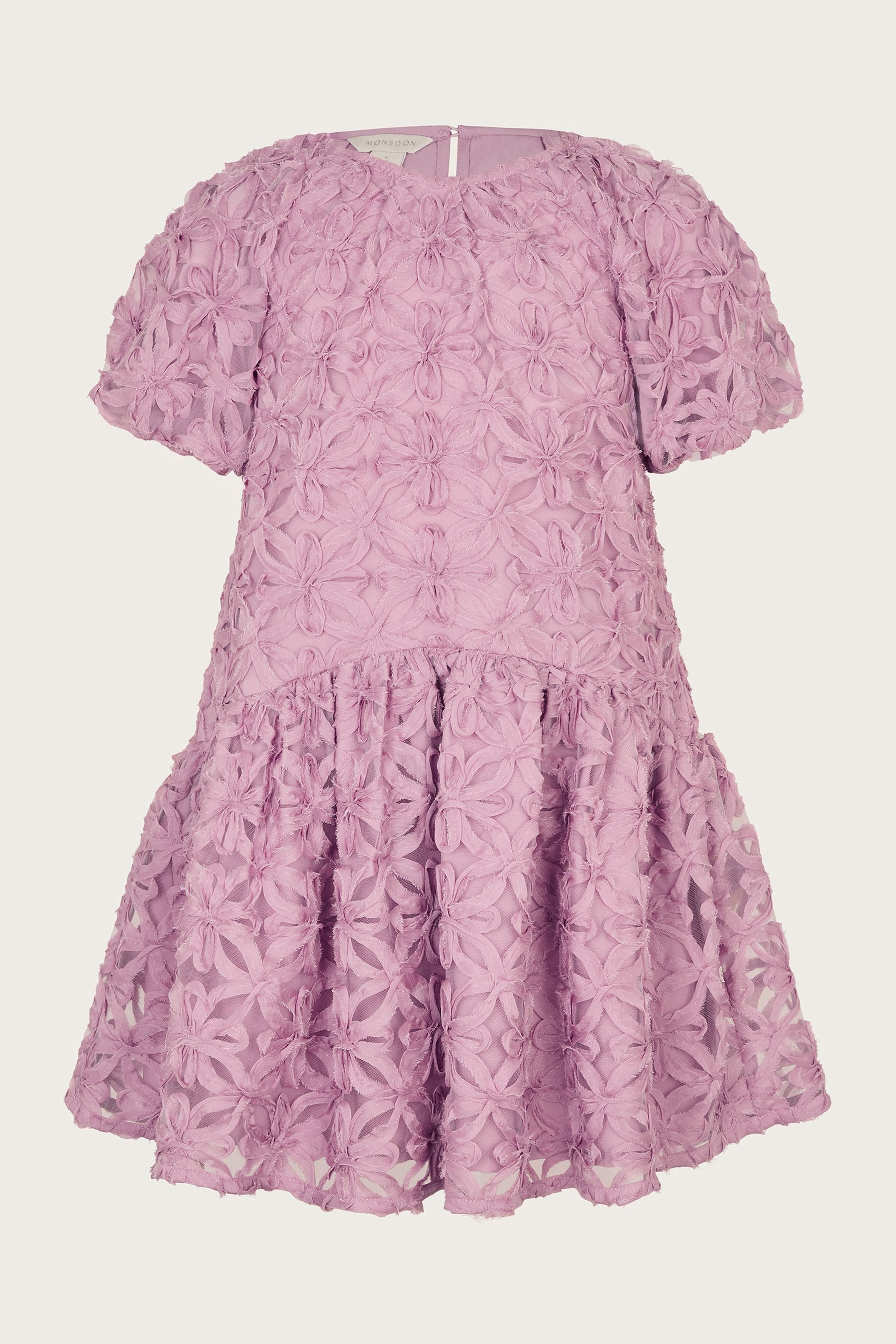 Buy Monsoon Purple Textured Floral Drop Waist Dress from Next Luxembourg