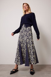 Mint Velvet Blue Floral Print Godet Maxi Skirt - Image 2 of 8