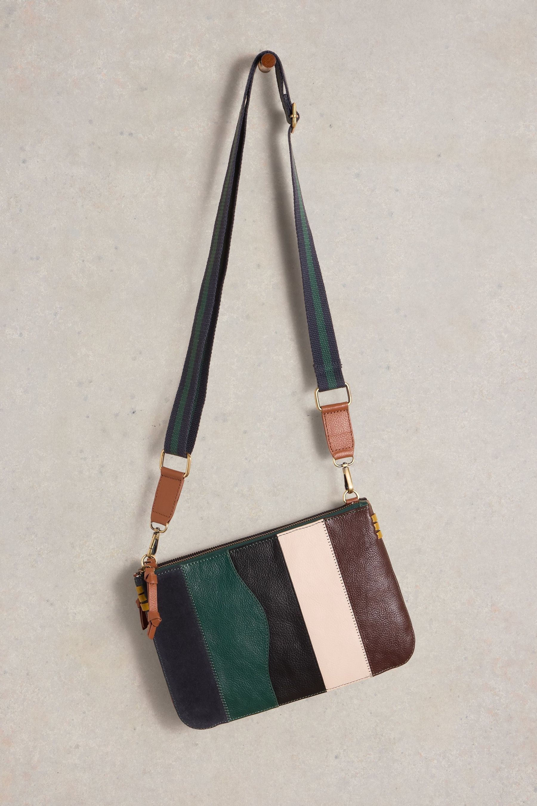 White Stuff Green Connie Double Pouch Cross body Bag