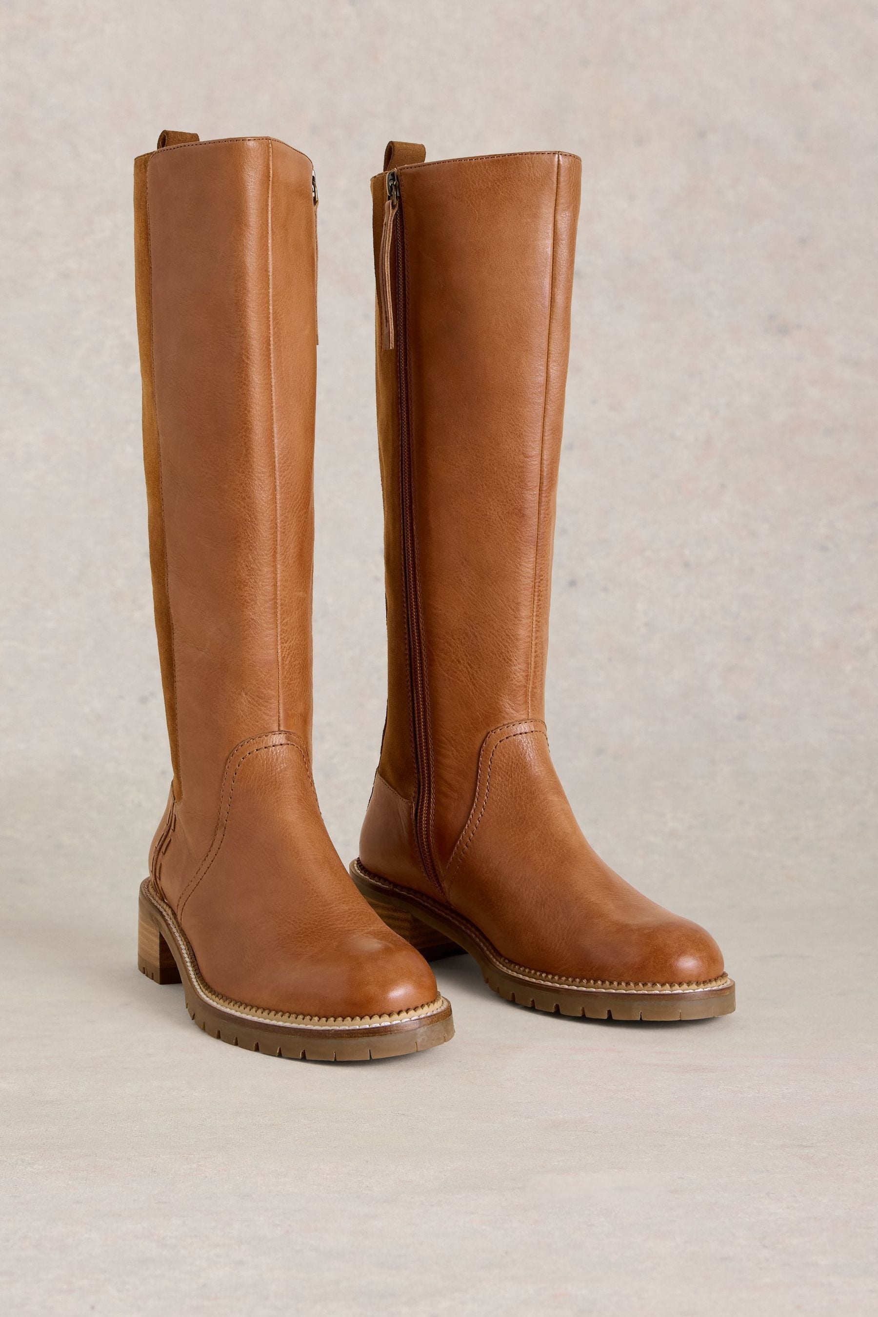 White Stuff Brown Serena Leather Knee High Boots