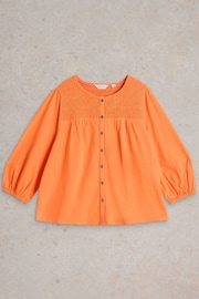 White Stuff Orange Daniella Shirred Top - Image 5 of 6