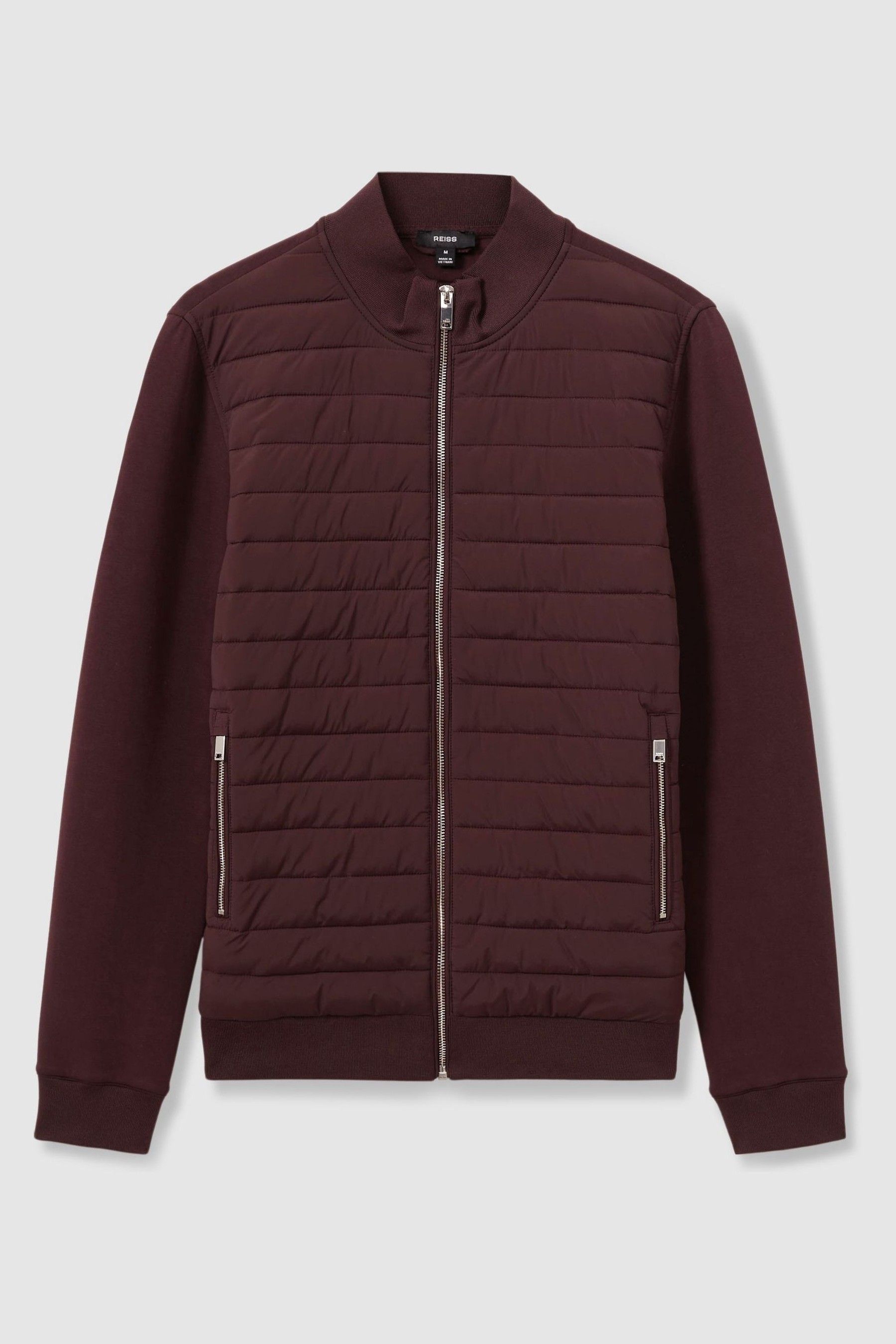 Buy Reiss Bordeaux Freddie Hybrid Quilt and Knit Zip Through Jacket from Next Luxembourg