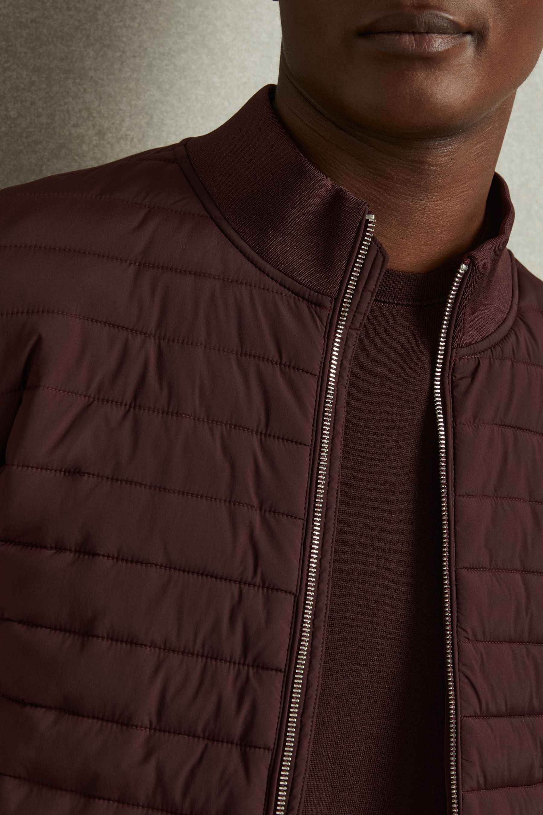 Buy Reiss Bordeaux Freddie Hybrid Quilt and Knit Zip Through Jacket from Next Ireland