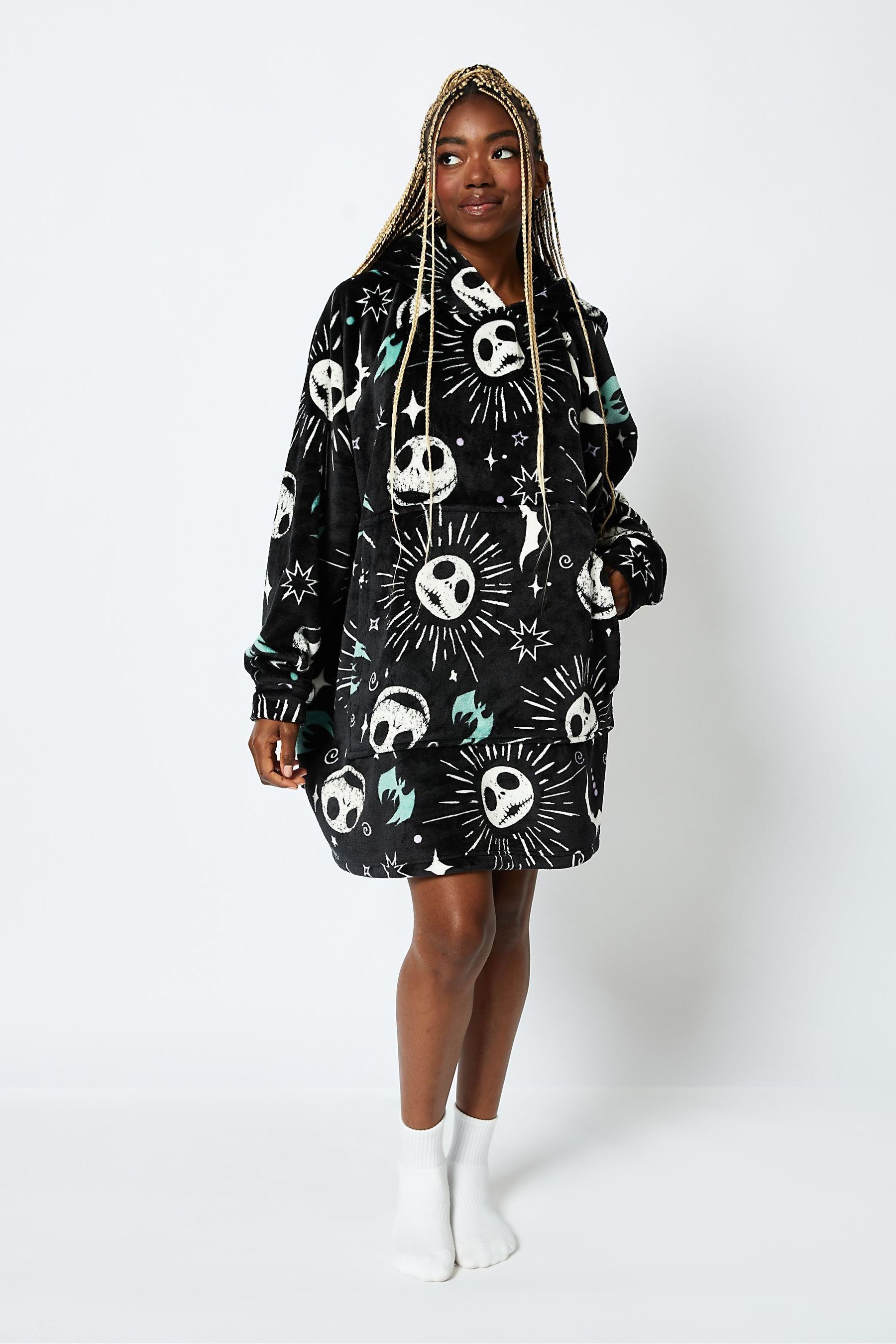 Buy Skinnydip Disney Nightmare Before Christmas Jack Blanket Hoodie in Black from Next Luxembourg