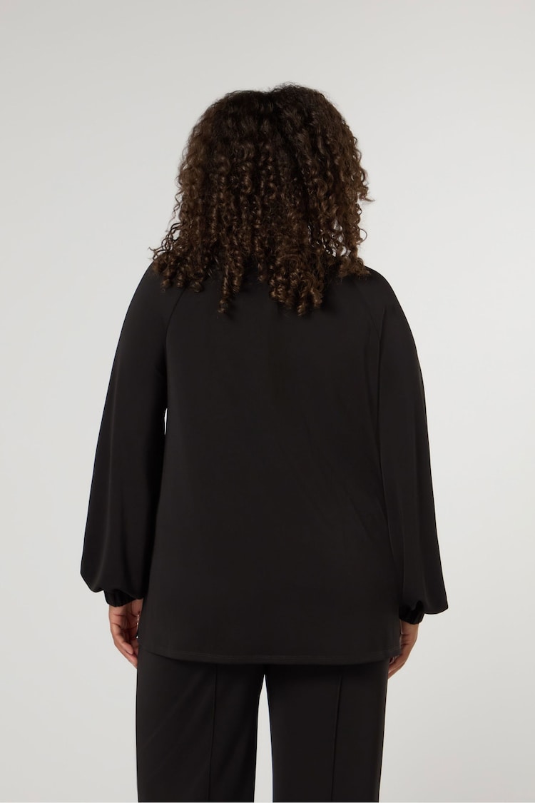 Live Unlimited Curve  Jersey V-Neck Raglan Sleeve Black Blouse - Image 2 of 3