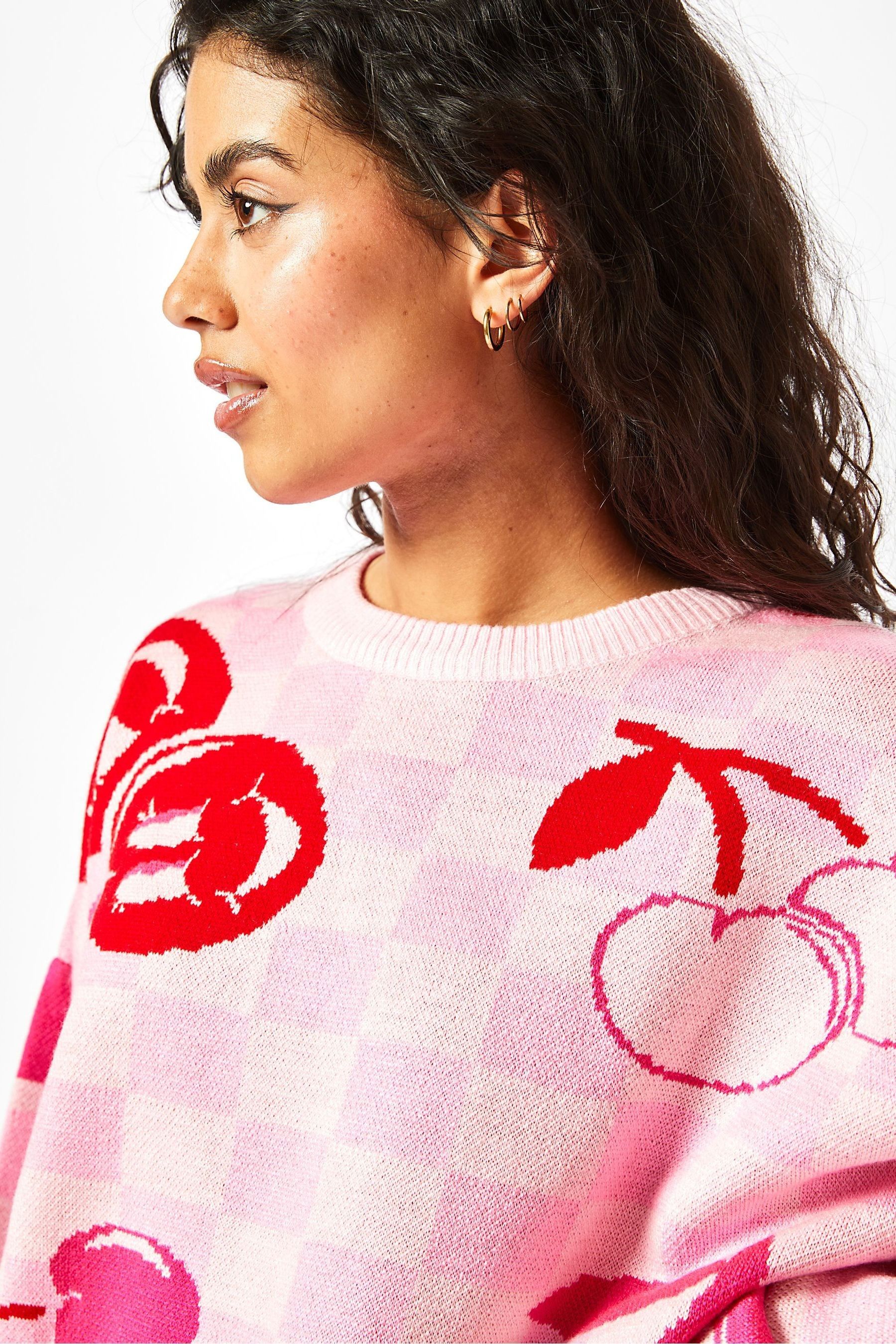 Buy Skinnydip Pink Cherry Checkerboard Knit Jumper from Next Malta