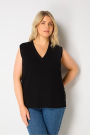 Live Unlimited Curve Button Side Knitted Black Vest - Image 5 of 7