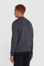 Farah Charcoal Grey Hamlet Long Sleeve Knit Polo Shirt - Image 3 of 5