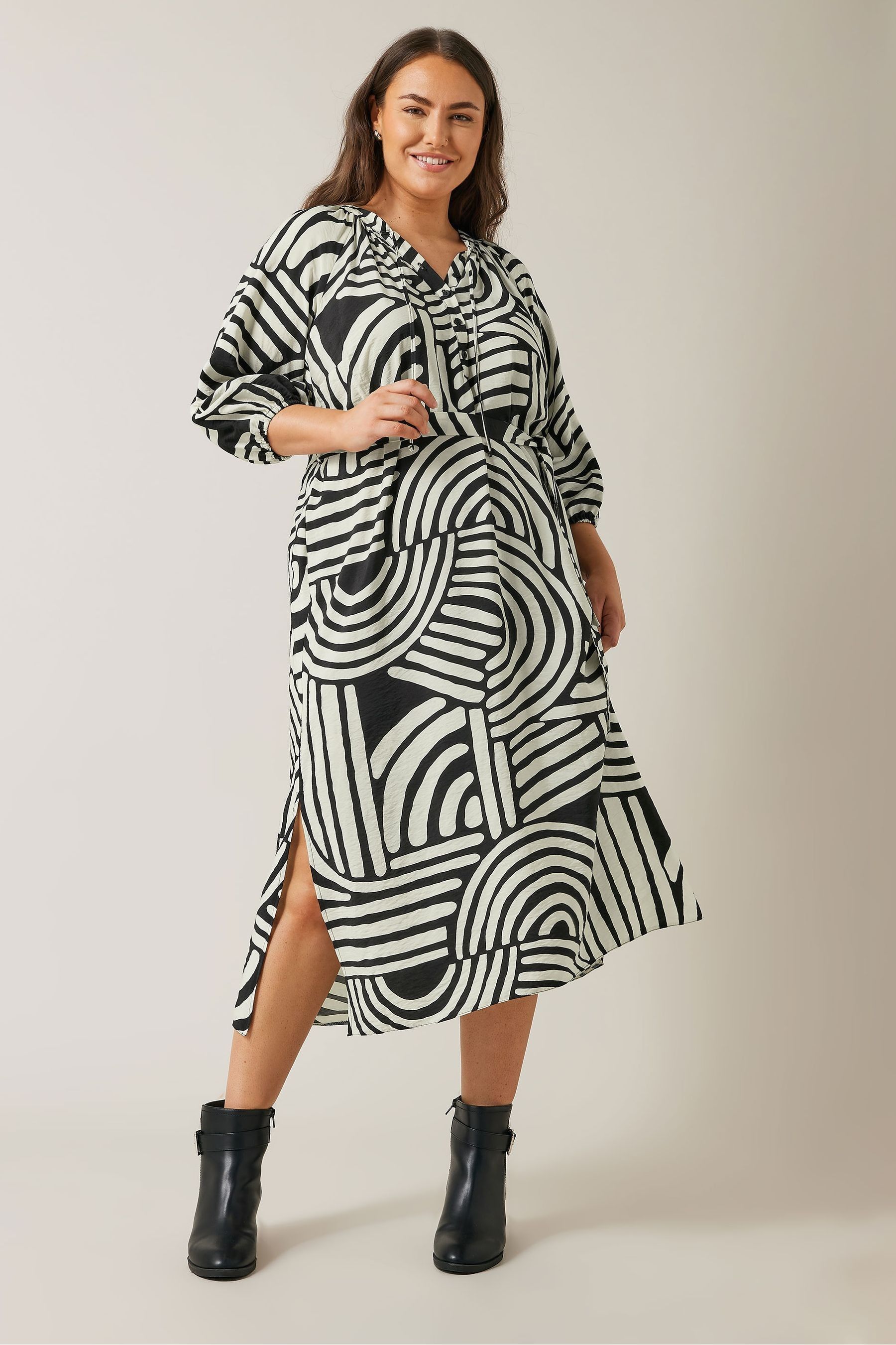Evans Abstract Swirl Print Midi Dress