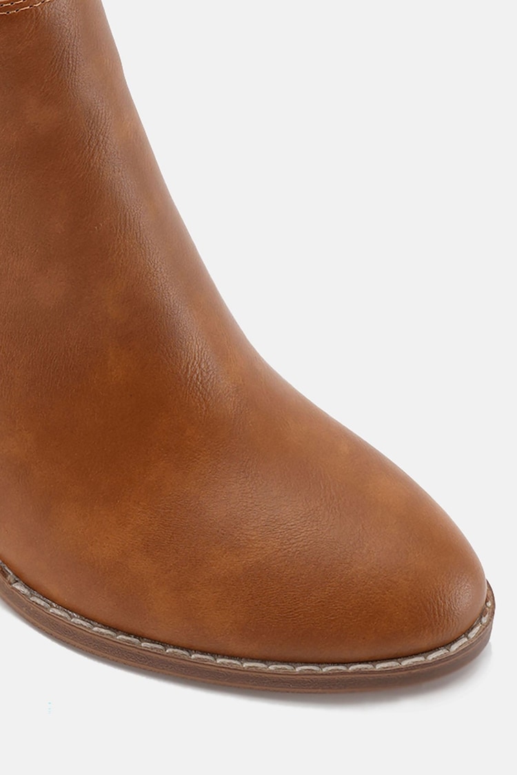 Novo Brown Regular Fit Lovida Zip Block Heel Boots - Image 5 of 5