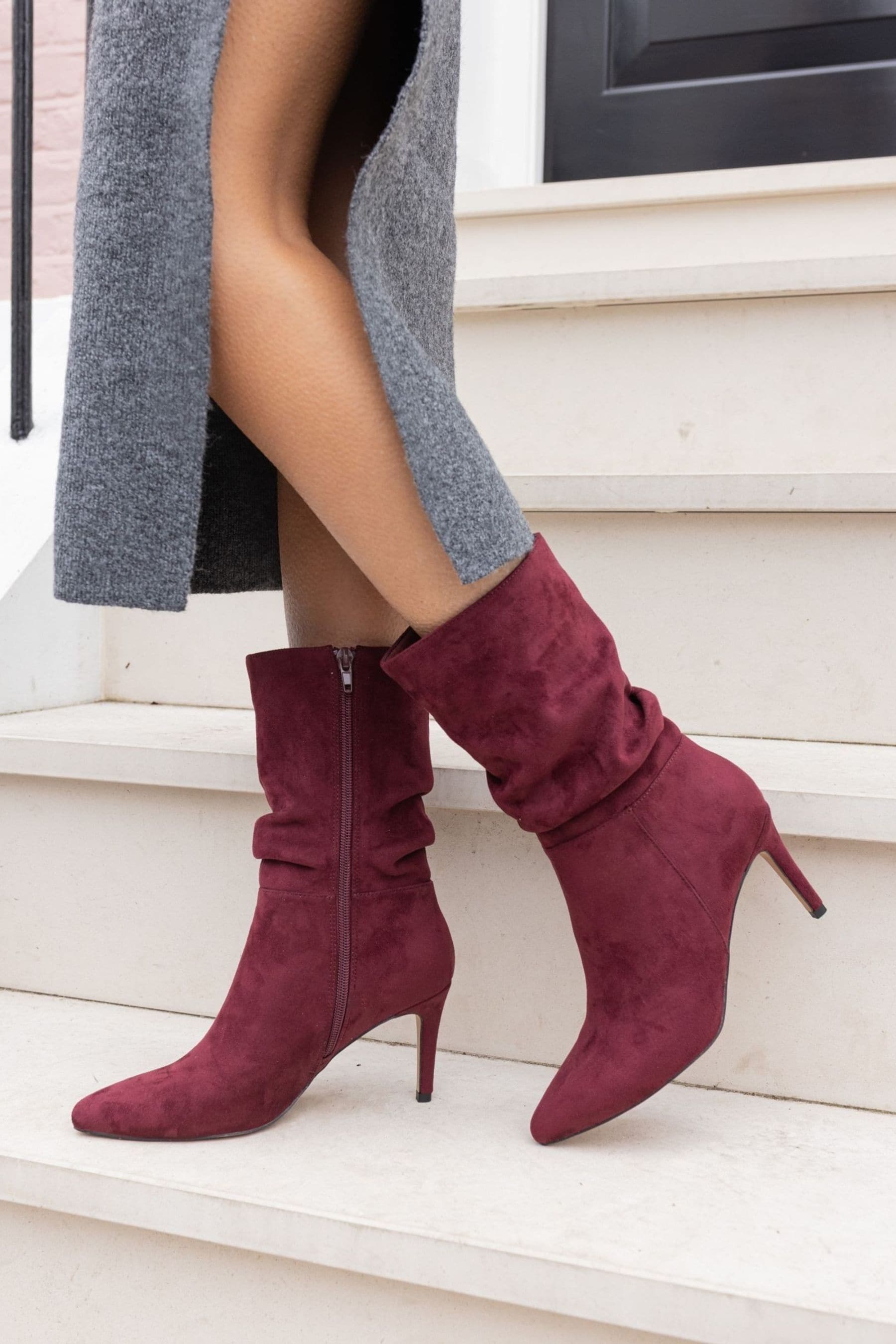 Buy Novo Brown Dekota Ruched Point Mid Calf Boots from the Next UK online shop
