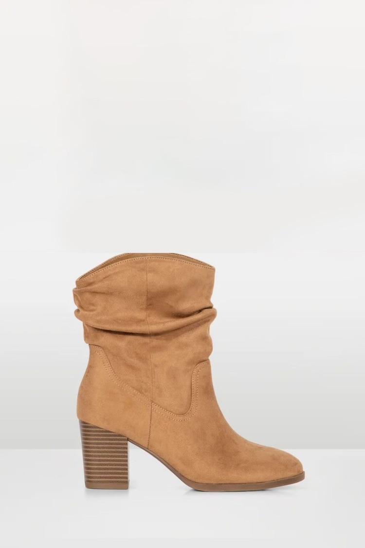 Novo Brown Regular Fit Sheryl Slouch Block Heel Boots - Image 2 of 6