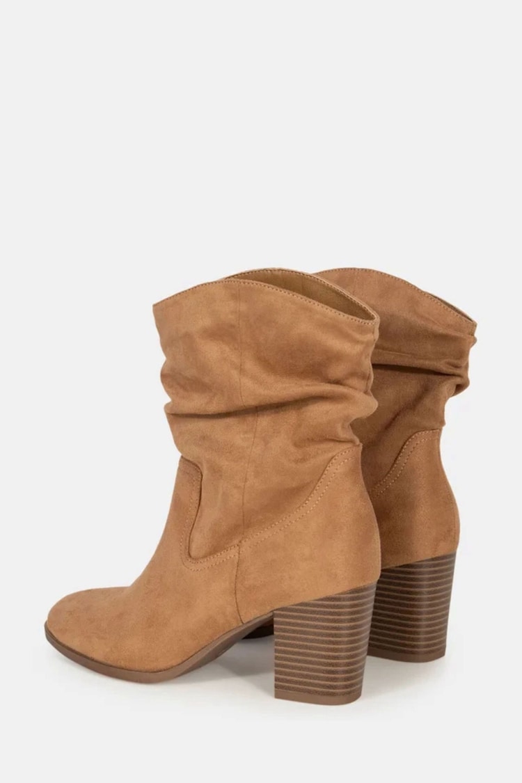 Novo Brown Regular Fit Sheryl Slouch Block Heel Boots - Image 6 of 6