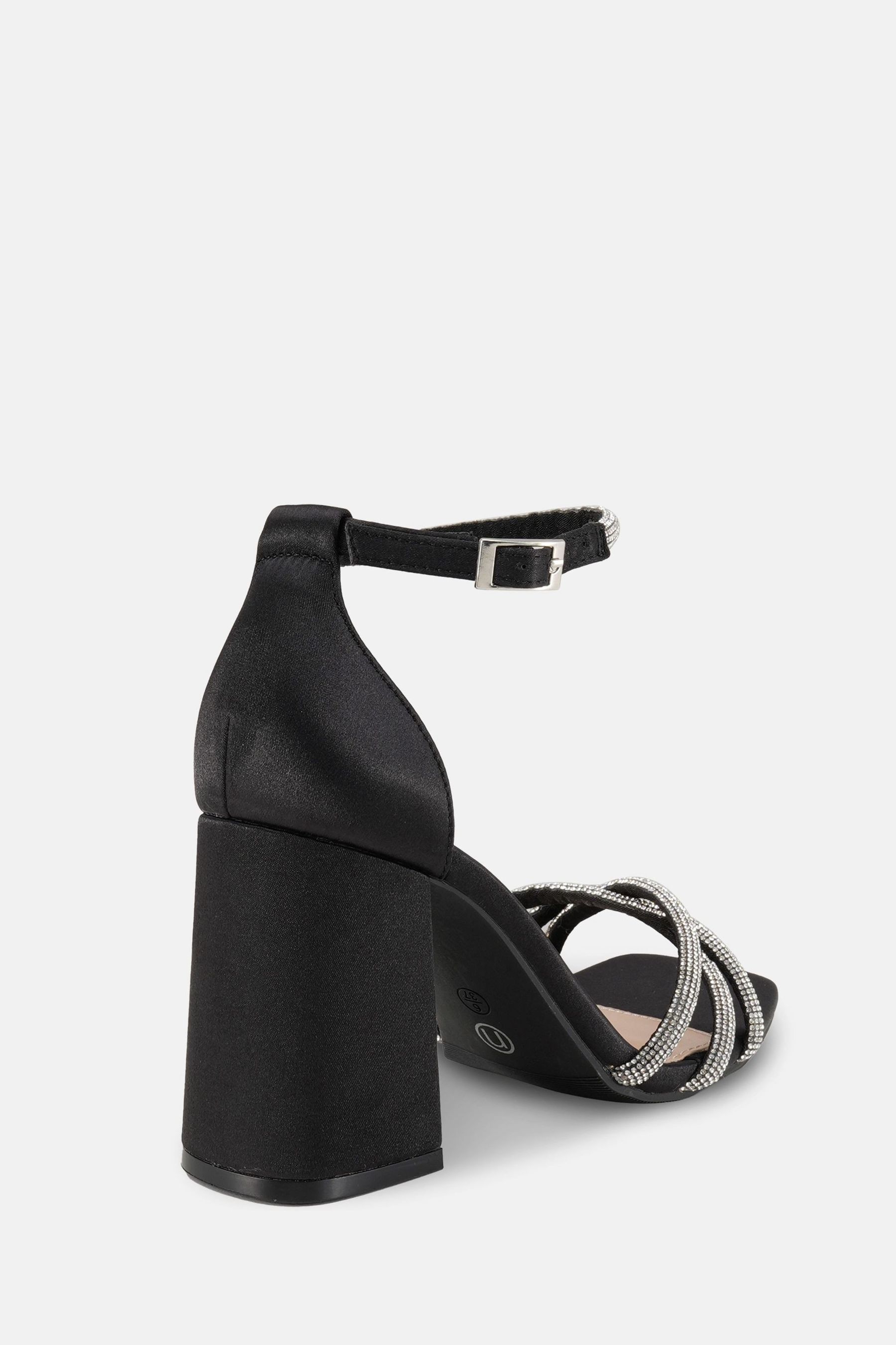Novo Black Cassia Diamante Block Heels 9 Childrens