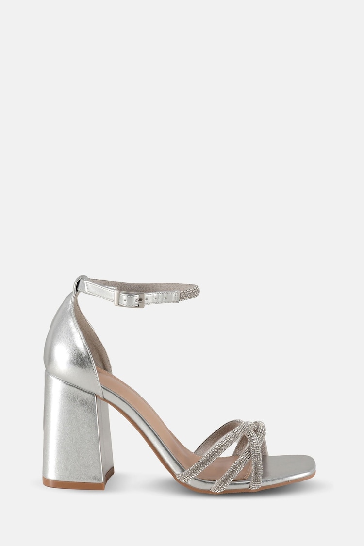 Novo Silver Cassia Diamante Block Heels - Image 2 of 6