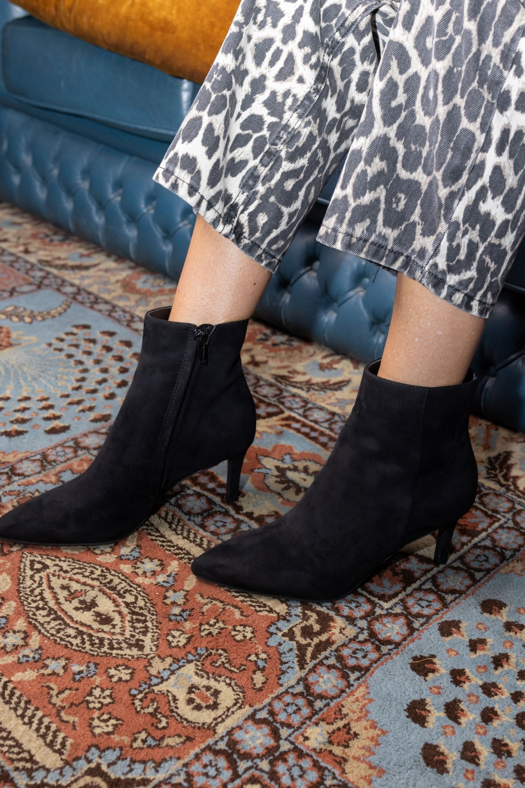 Novo Black Regular Fit Felicia Point Mid Heel Ankle Boots