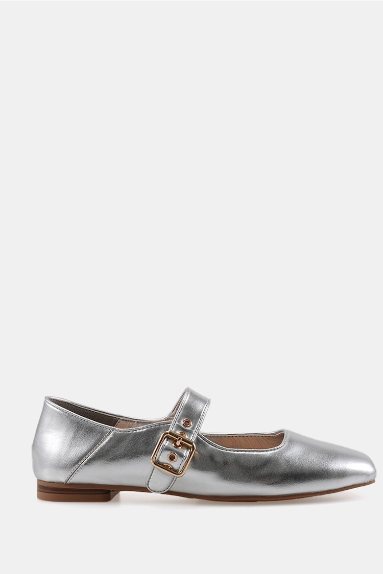 Novo Silver Wide Fit Cesena Mary Jane Flat Ballerina Shoes - Image 2 of 6