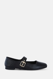 Novo Black Wide Fit Cesena Mary Jane Flat Ballerina Shoes - Image 2 of 6