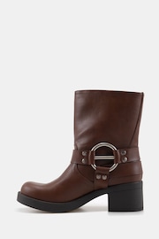 Novo Brown Dafra Harness Biker Ankle Boots - Image 3 of 7