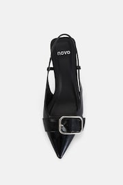 Novo Black Wide Fit Isera Point Slingback Buckle Court Shoes - Image 3 of 6