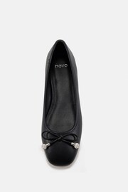 Novo Black Regular Fit Chioggia Low Heel Emeblished Bow Ballerina Shoes - Image 4 of 5