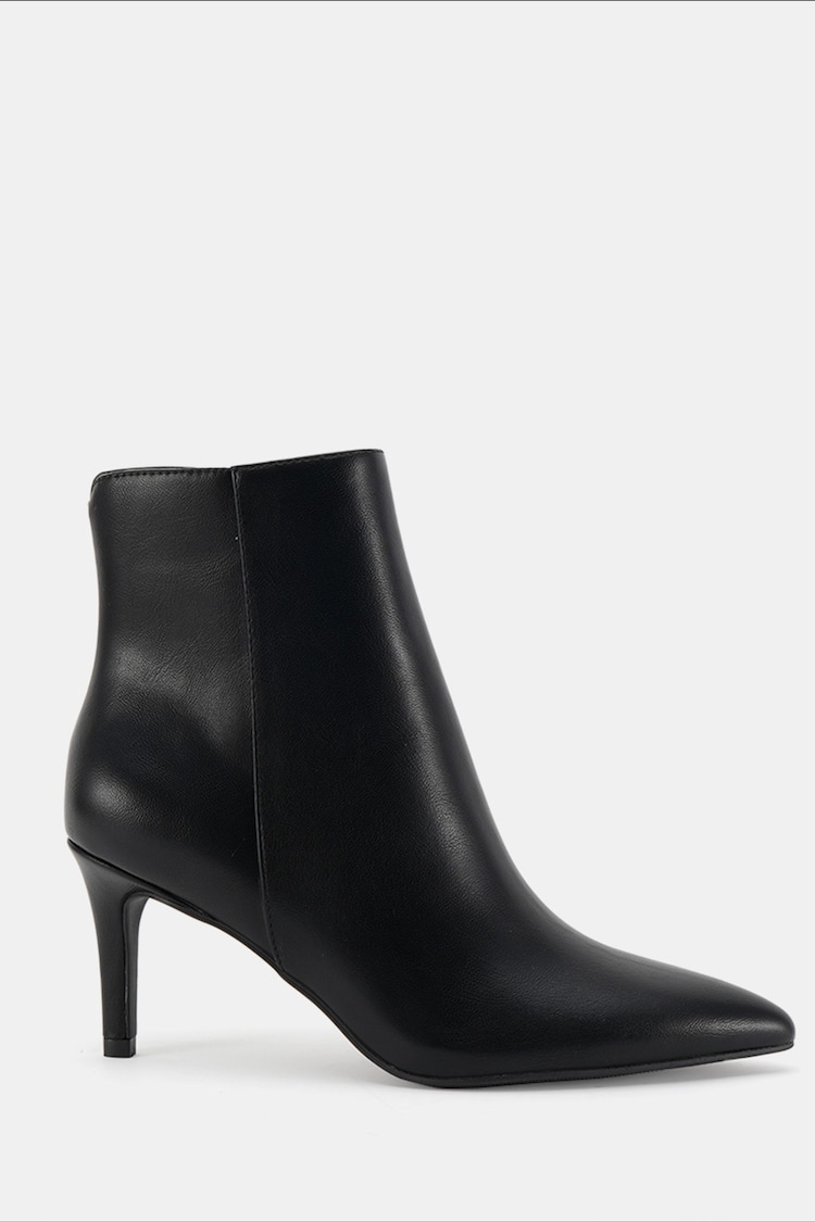 Novo Black PU Regular Fit Felicia Point Mid Heel Ankle Boots - Image 2 of 6