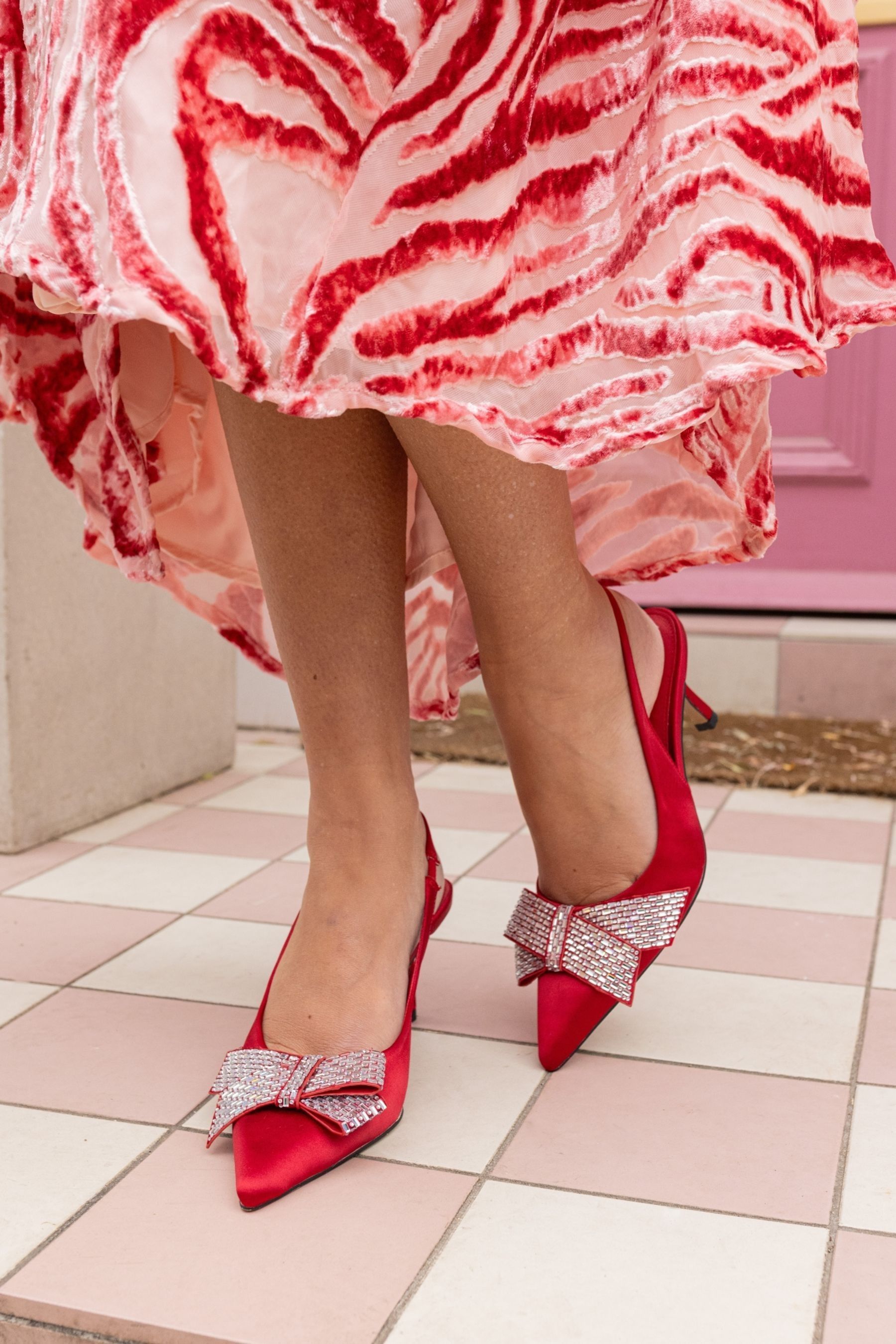 Red diamante shoes hotsell