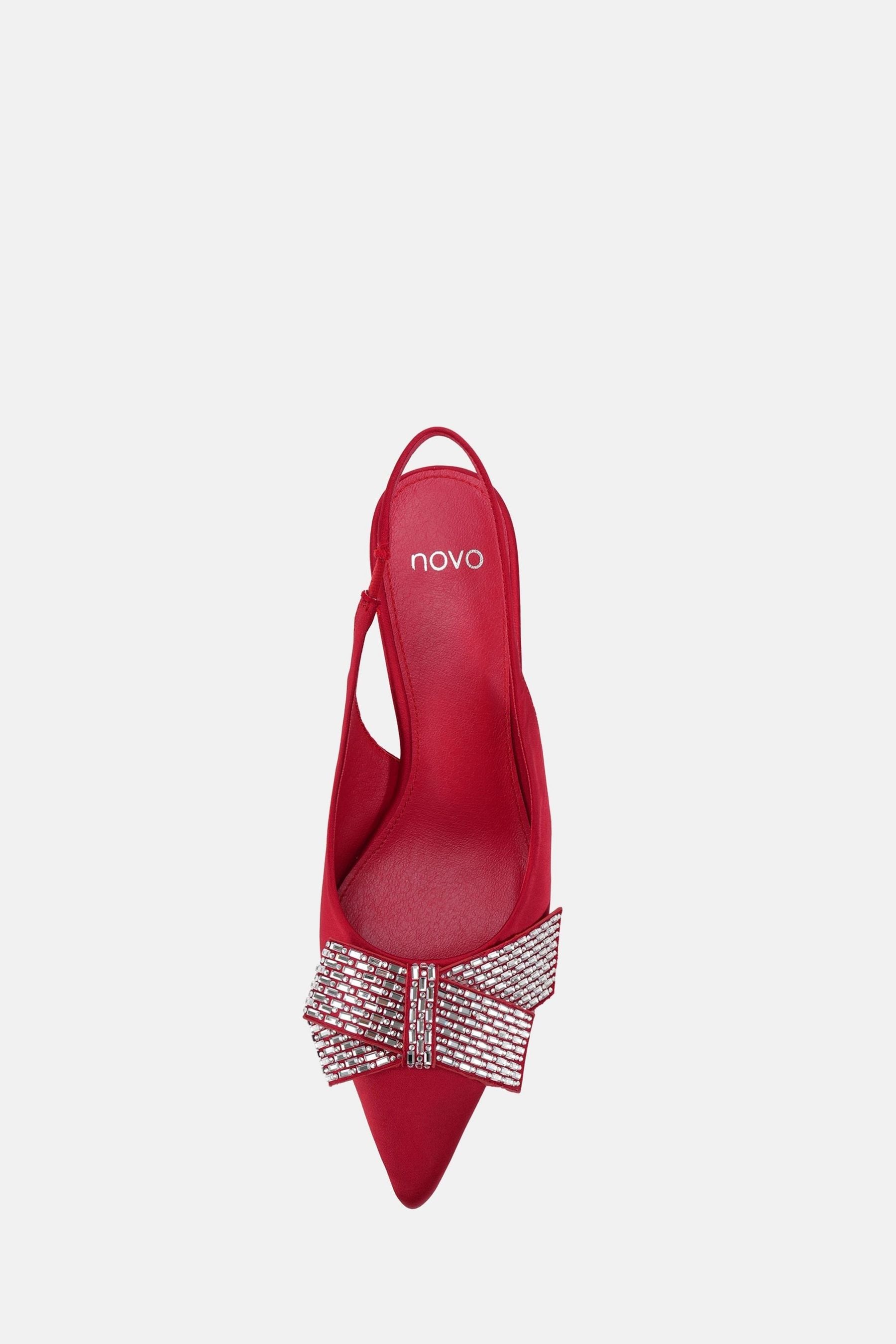 Buy Novo Red Regular Fit Isernia Luxe Diamante Bow Slingback Court Shoes from Next Luxembourg