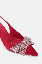 Novo Red Regular Fit Isernia Luxe Diamante Bow Slingback Court Shoes - Image 6 of 6