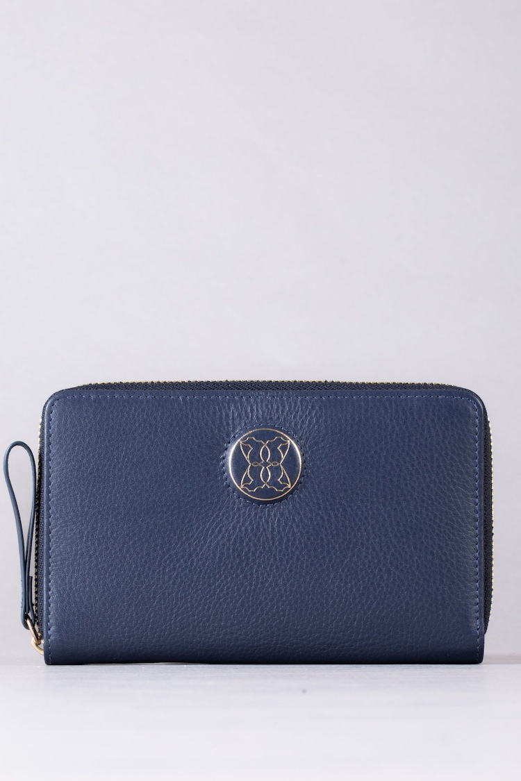 Lakeland Leather Blue Large Icon Embossed Zip Purse - Image 2 of 6