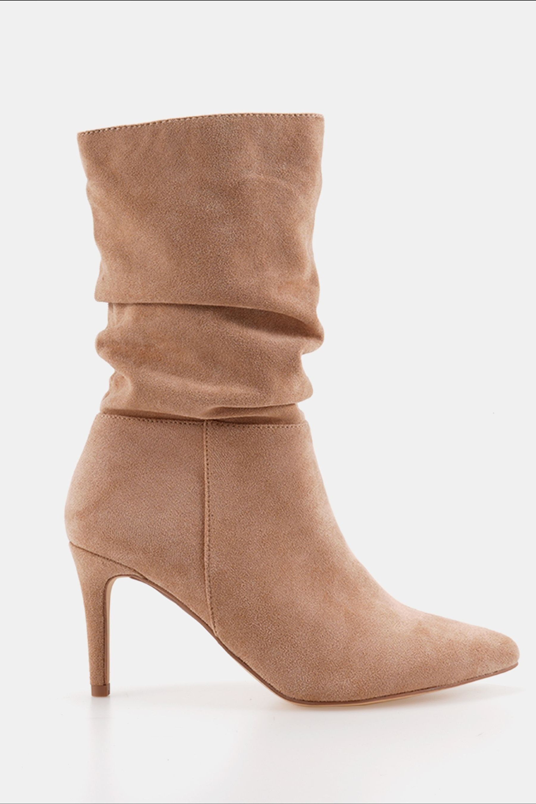 Mid calf ruched boots discount