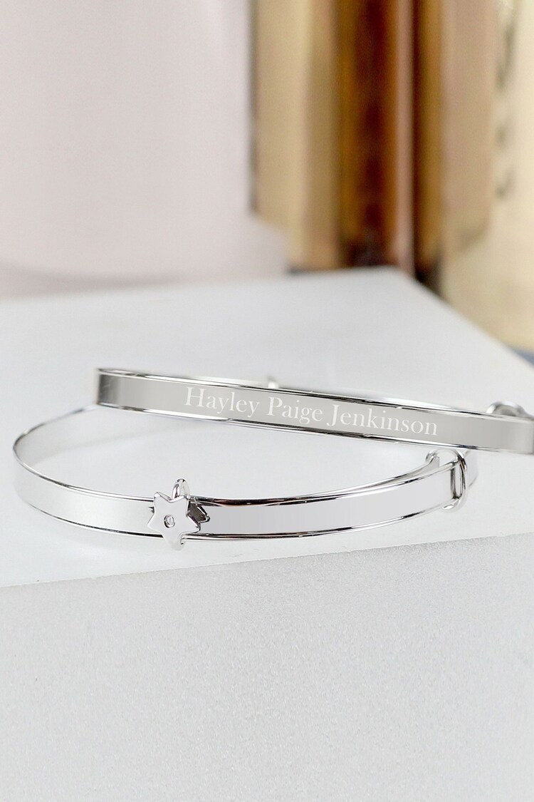 PMC Silver Personalised Sterling Childs Expanding Diamante Star Bracelet - Image 1 of 3