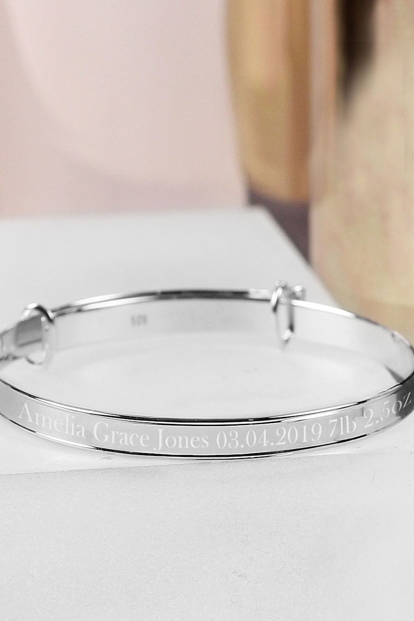PMC Silver Tone Personalised Sterling Childs Expanding Diamante Star Bracelet - Image 3 of 3