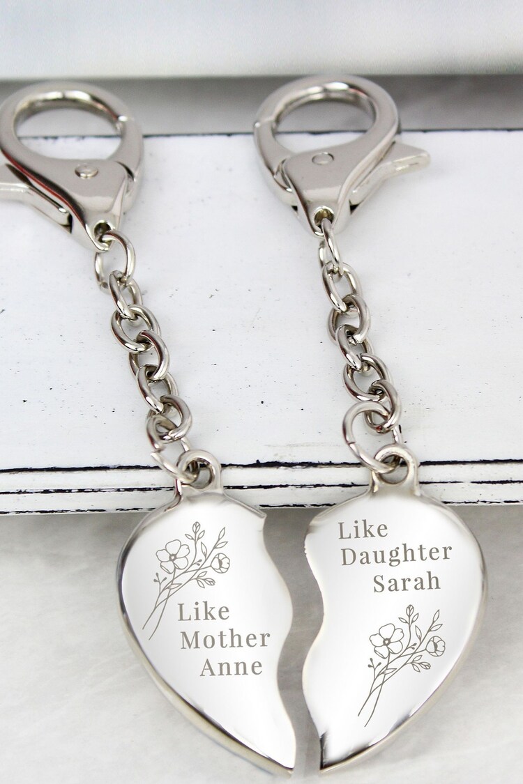 PMC Natural Personalised Floral Mother Daughter Two Heart Keyring - Image 3 of 3