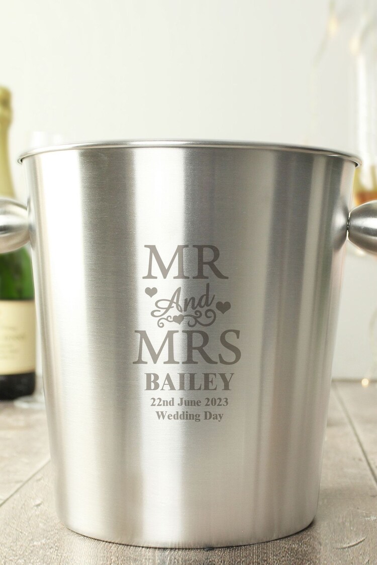 Personalised Mr & Mrs Stainless Steel Ice Bucket by PMC - Image 2 of 3