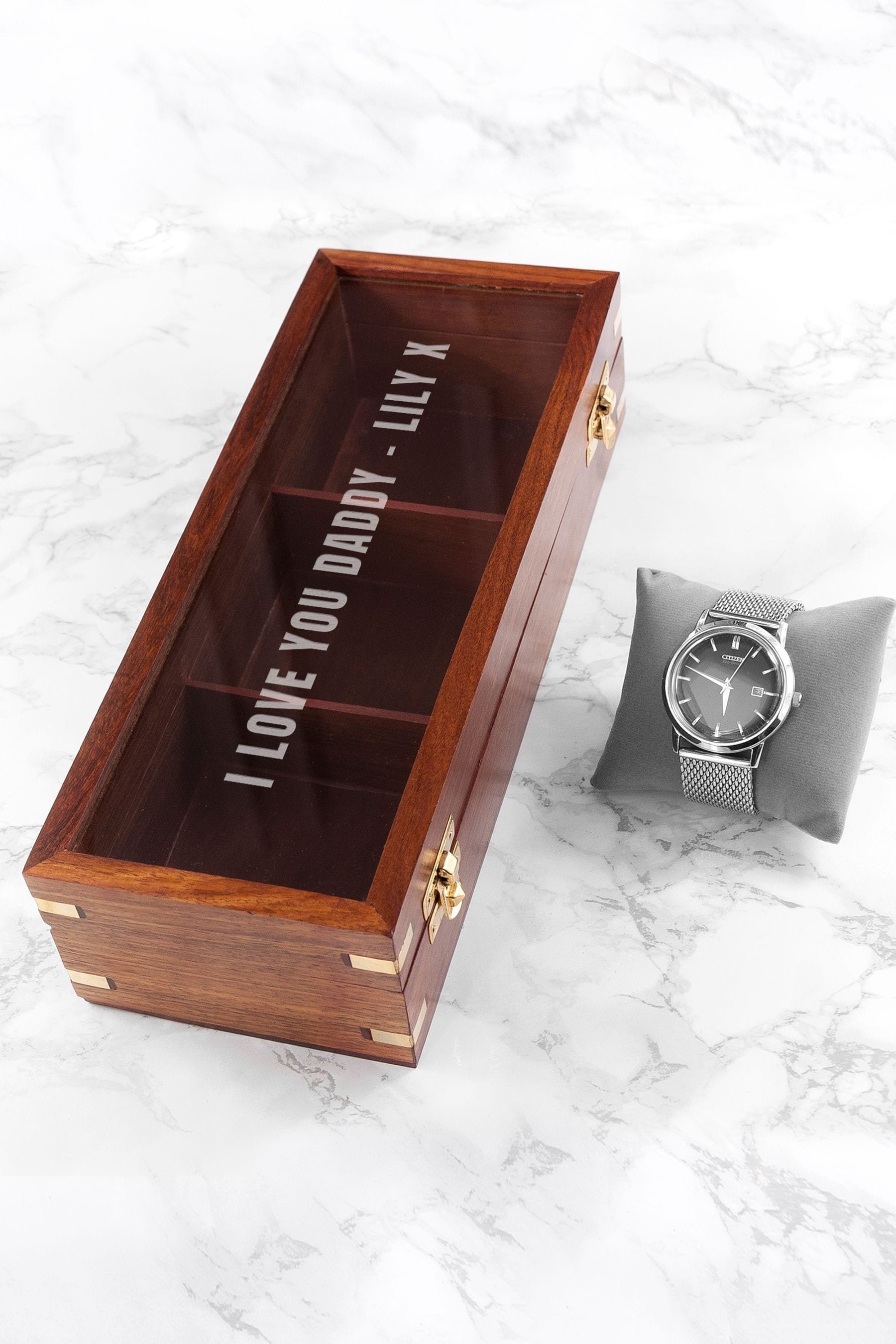 Buy Treat Republic Personalised Wooden Brown Watch Box 3 Piece from the Next UK online shop