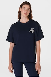 Sweaty Betty Blue 100% Organic Cotton Find Your Power T-Shirt - Image 1 of 7